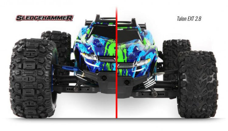 Fjernstyret bilTraxxas Tires & Wheels Sledgehammer Black 2.8" 4WD (2 stk)dækTraxxas